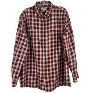 Carhartt Relaxed Fit Red Beige Plaid Men's Flannel XL 100% Cotton